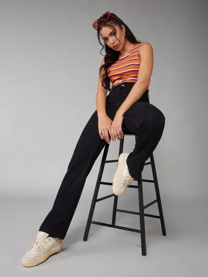 DenimHaat™ Black Everyday Straight-Fit High-Rise Jeans