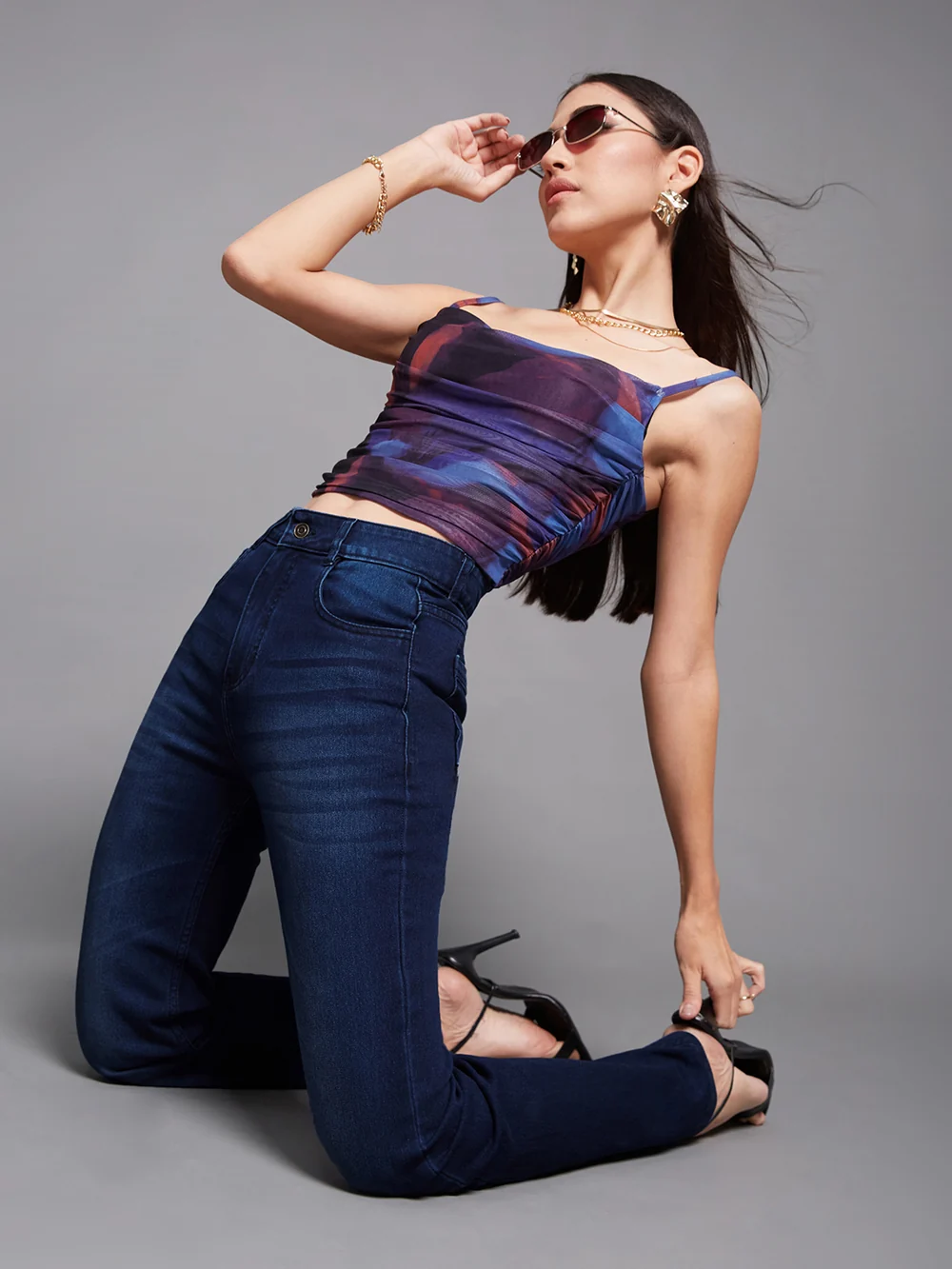 DenimHaat™ Navy Blue Everyday Mid-Rise Bootcut Jeans