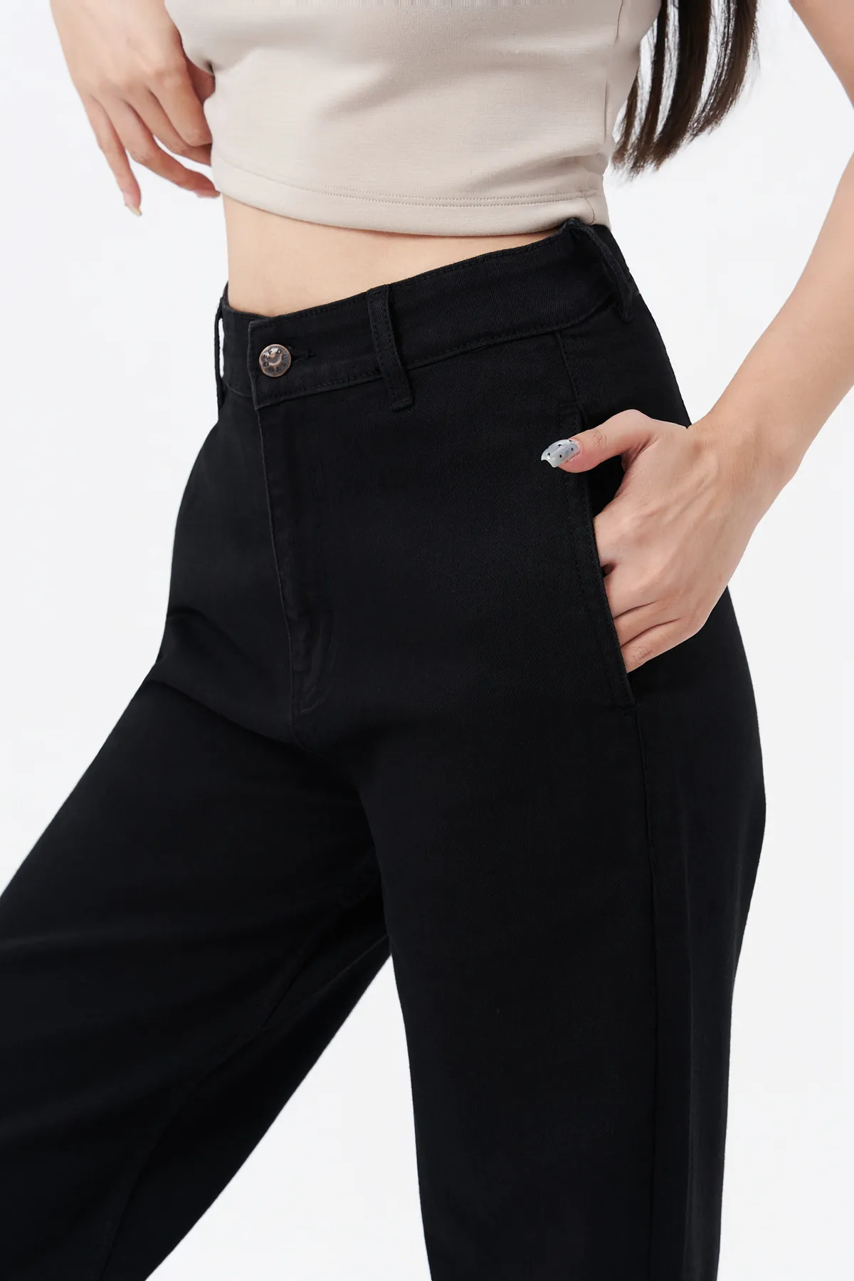Black Fashion High-Rise Wide-Leg Jeans