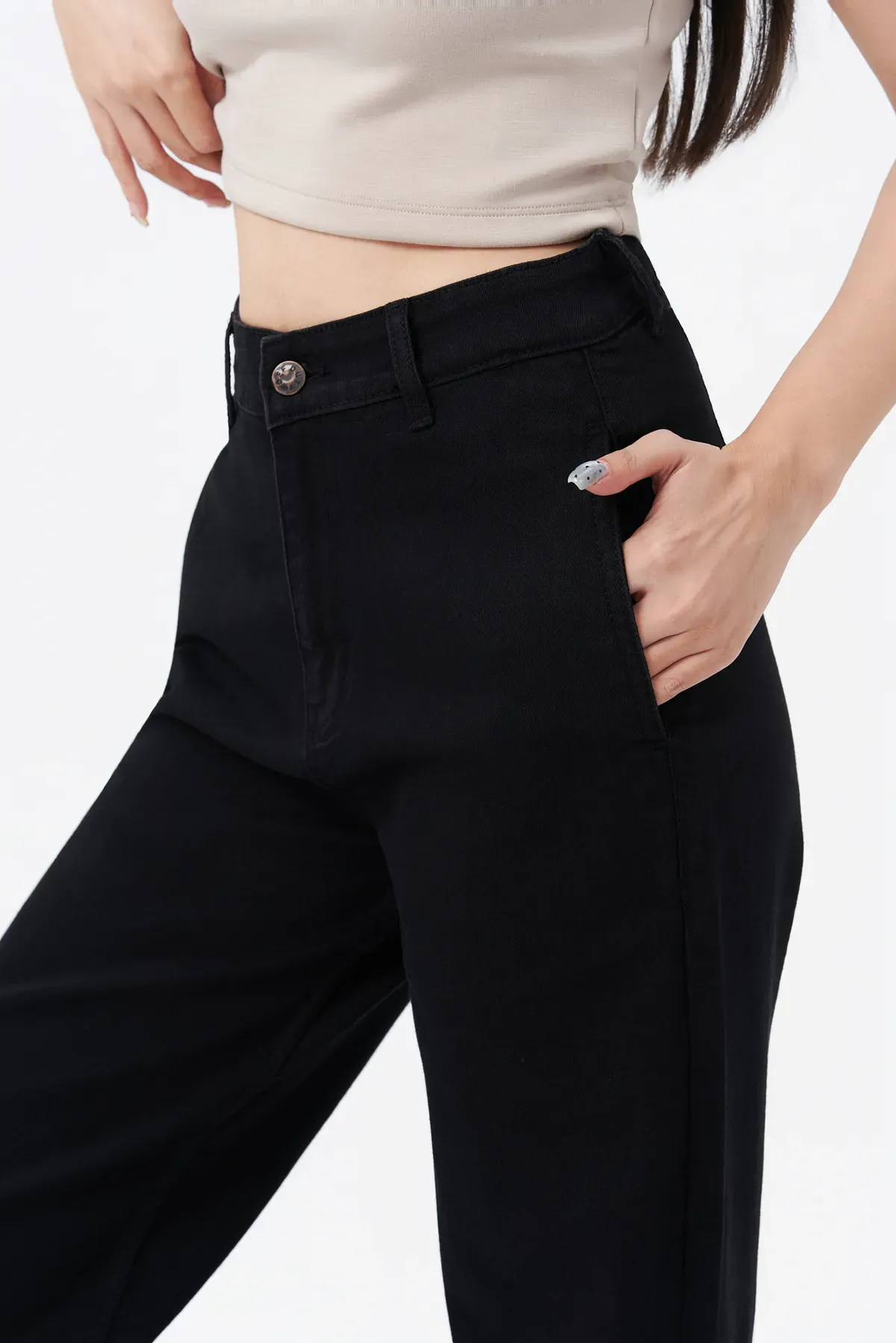 Black Fashion High-Rise Wide-Leg Jeans