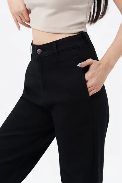 Black Fashion High-Rise Wide-Leg Jeans