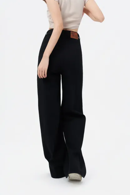 Black Fashion High-Rise Wide-Leg Jeans