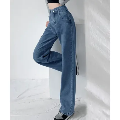 Blue Wrap Waist Straight Fit Jeans