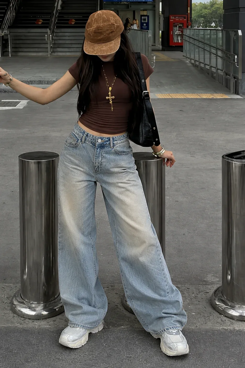 Washed Blue Straight Leg Jeans