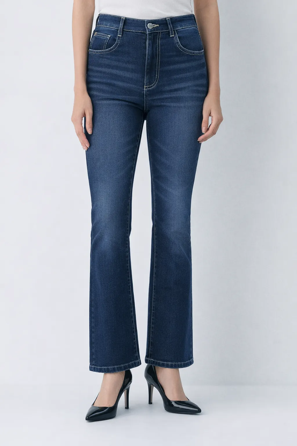 Deep Blue Full-Length Bootcut Jeans