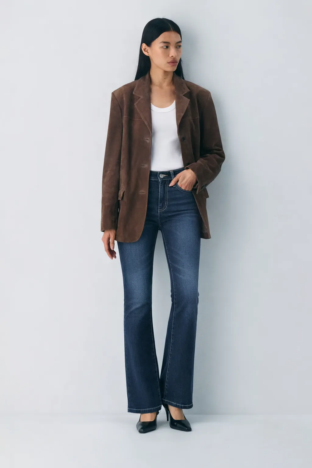 Deep Blue Full-Length Bootcut Jeans