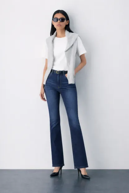 Deep Blue Full-Length Bootcut Jeans