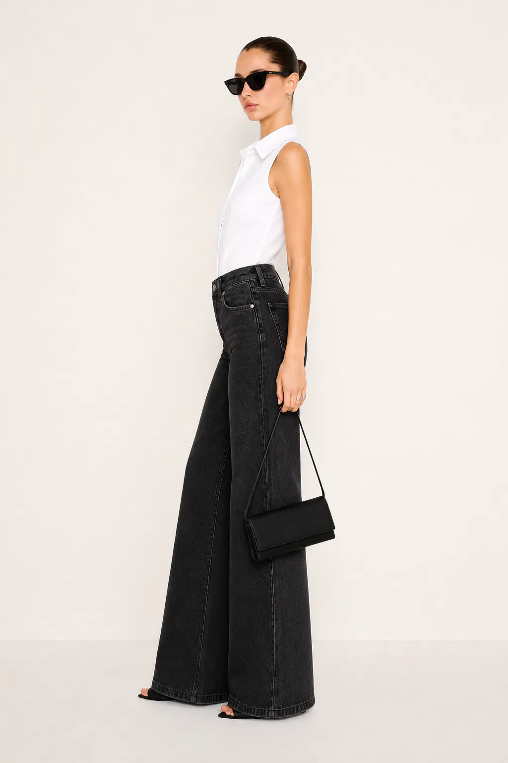 Onyx Black High-Rise Wide Leg Jeans