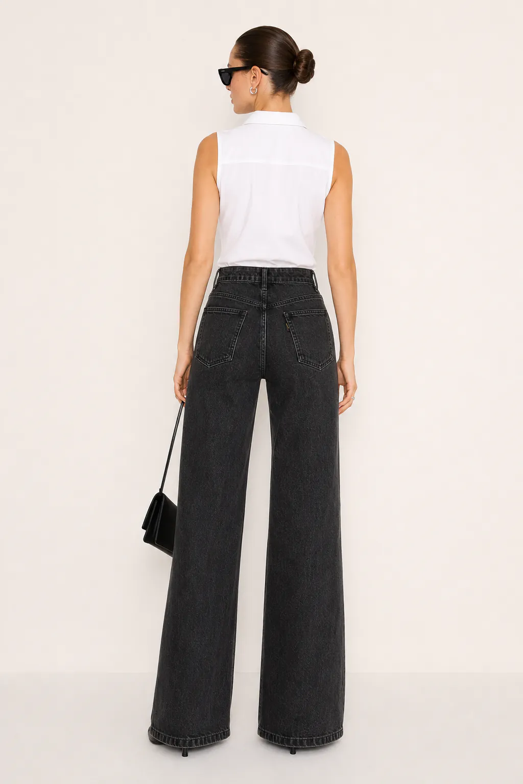 Onyx Black High-Rise Wide Leg Jeans