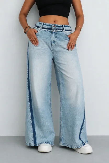 Blue Extra Wide Leg Jeans