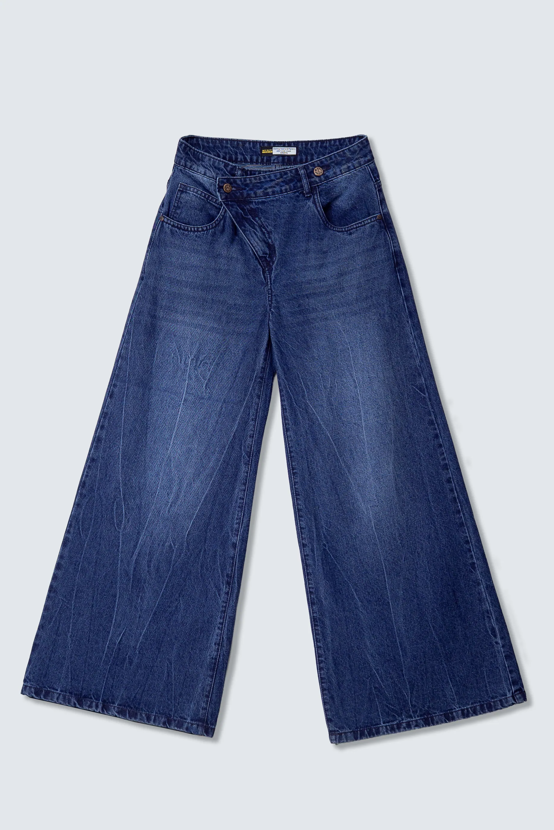 Deconstructed Front Fly Extra Wide-Leg Jeans