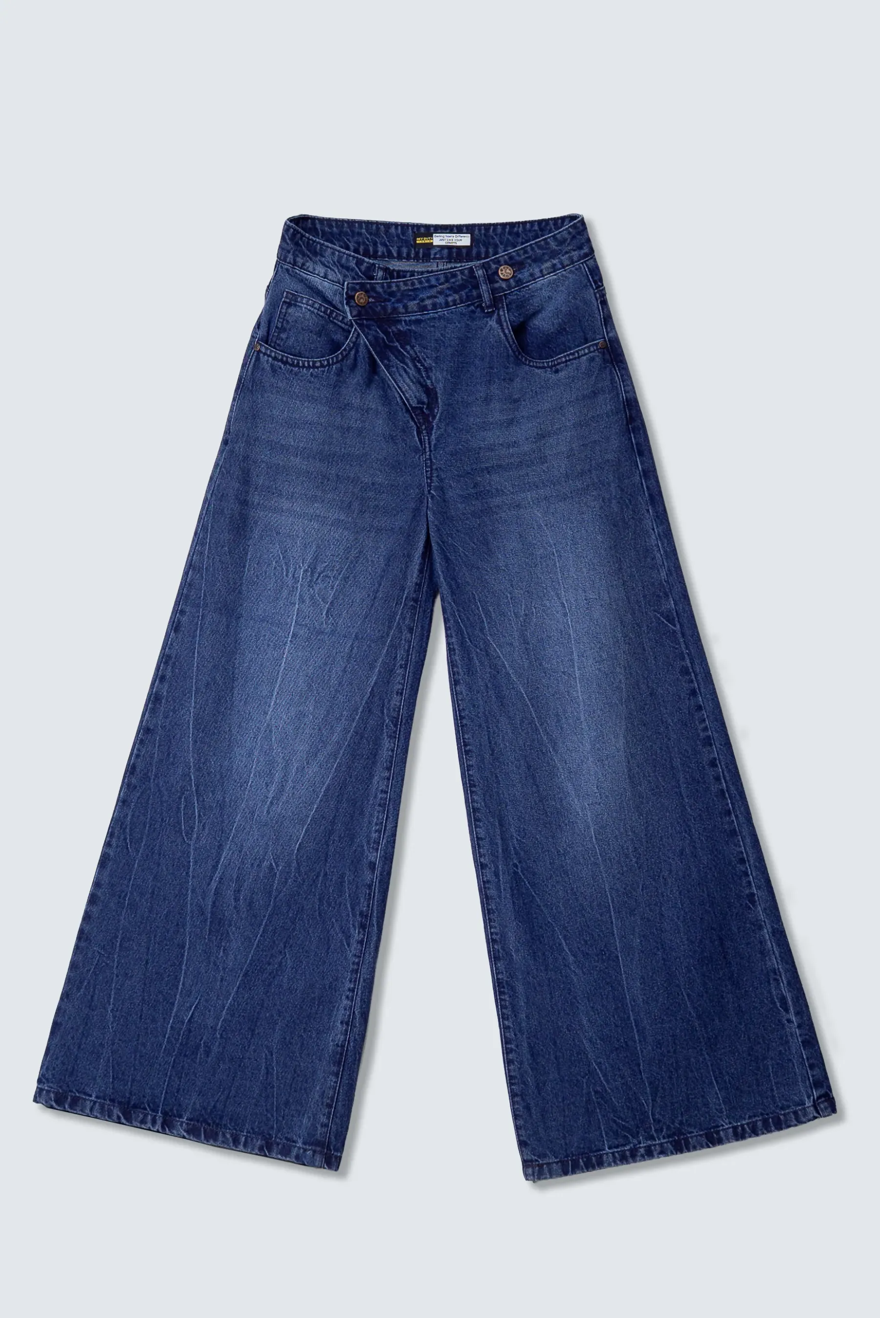 Deconstructed Front Fly Extra Wide-Leg Jeans