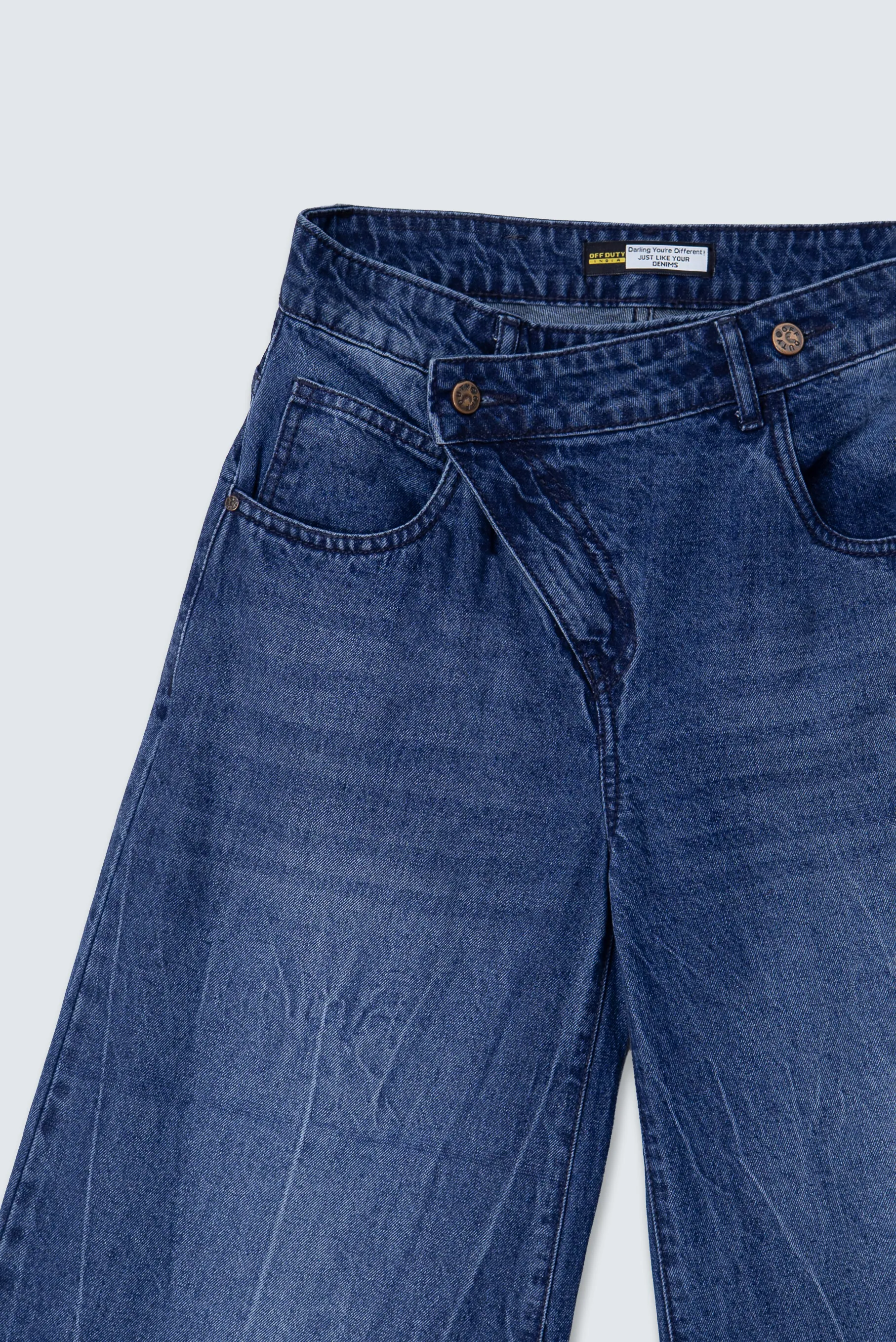 Deconstructed Front Fly Extra Wide-Leg Jeans