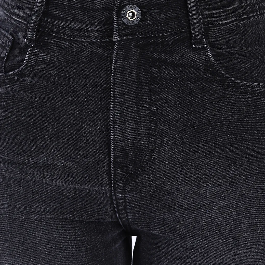 Women's Black Mid-Rise Straight Fit Jeans
