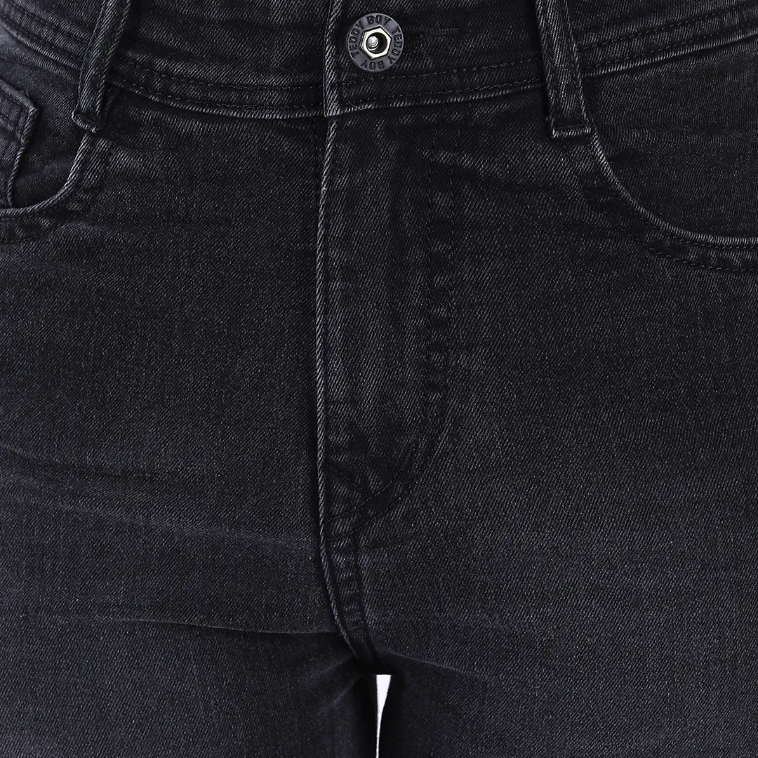 Women's Black Mid-Rise Straight Fit Jeans