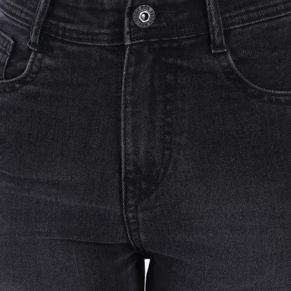 Women's Black Mid-Rise Straight Fit Jeans