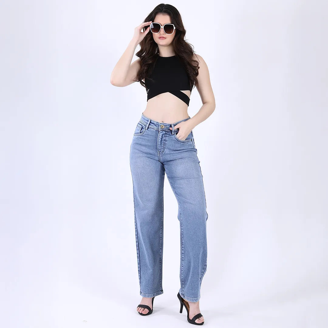 Sky Blue Straight Leg Jeans