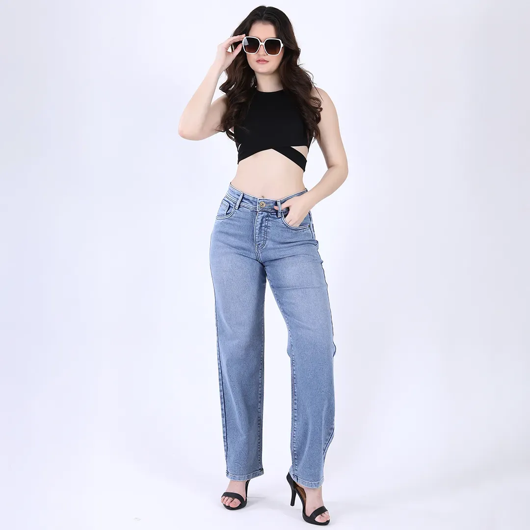 Sky Blue Straight Leg Jeans