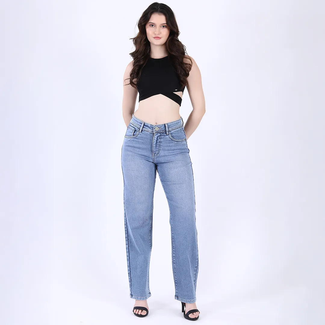 Sky Blue Straight Leg Jeans