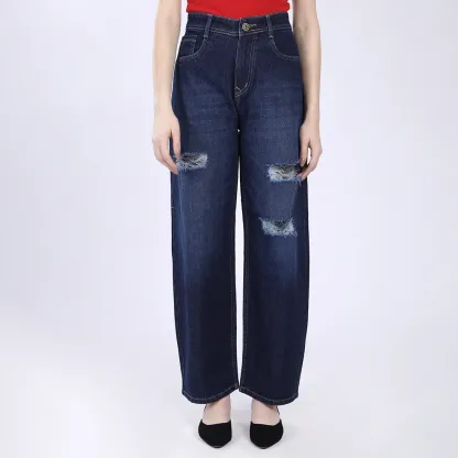 Curve Fit Distressed Baggy Jeans