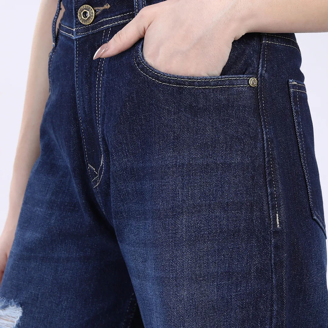 Curve Fit Distressed Baggy Jeans