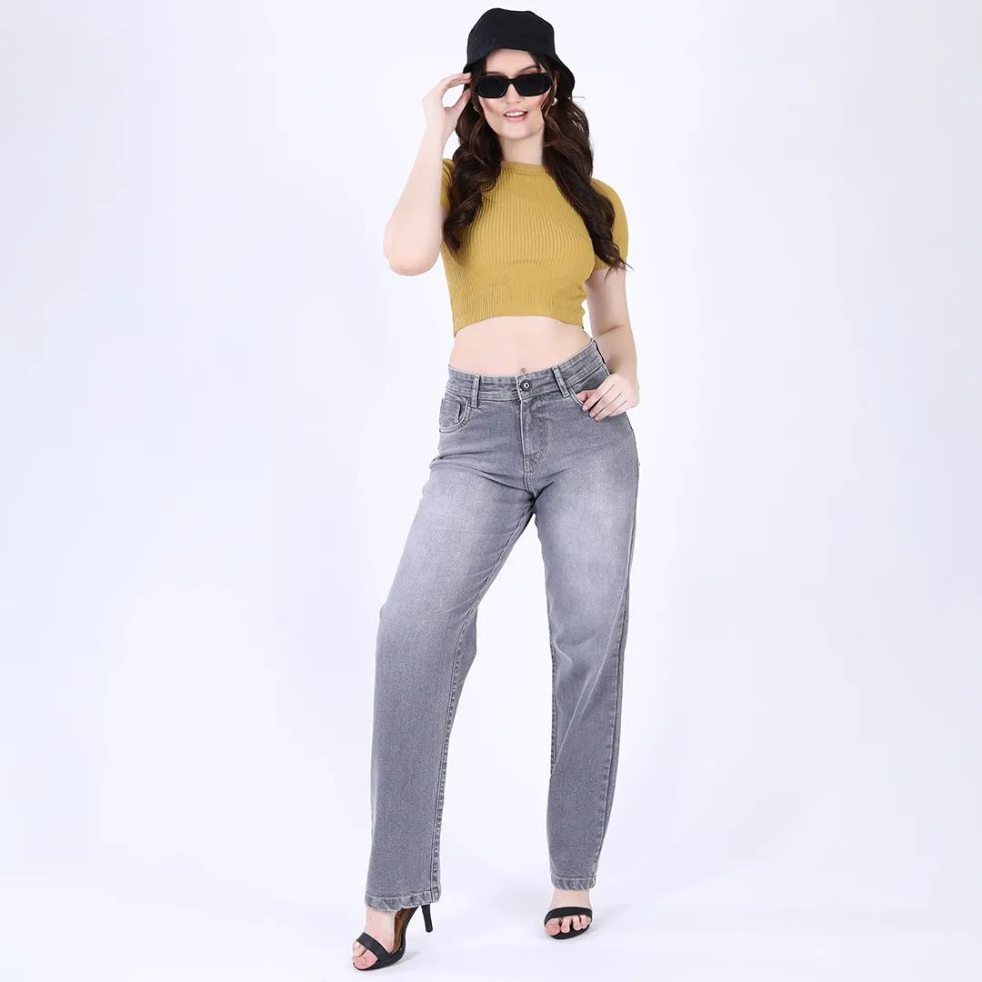 Women's Lavender High-Rise Baggy Jeans