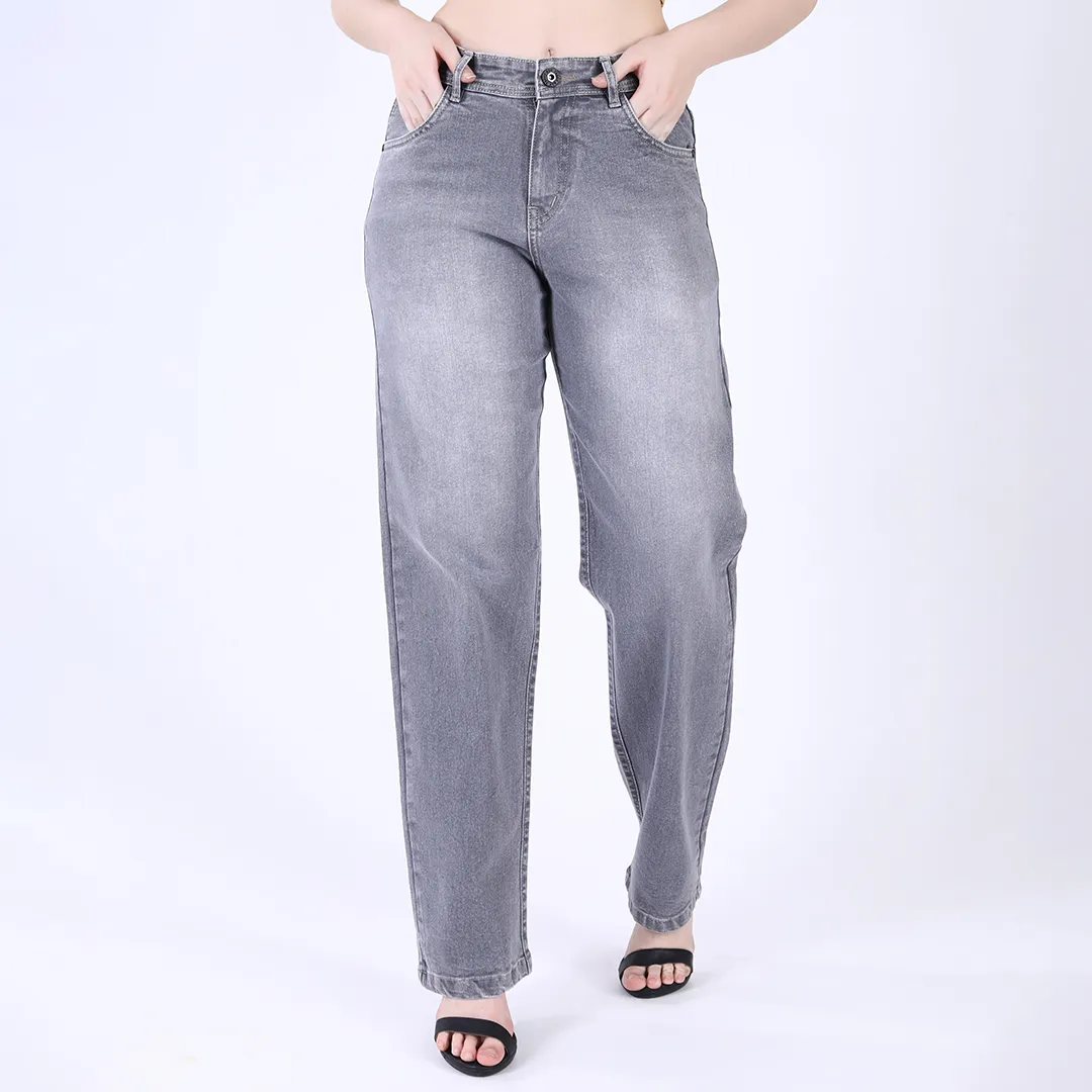 Women's Lavender High-Rise Baggy Jeans