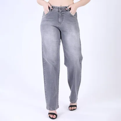 Women's Lavender High-Rise Baggy Jeans