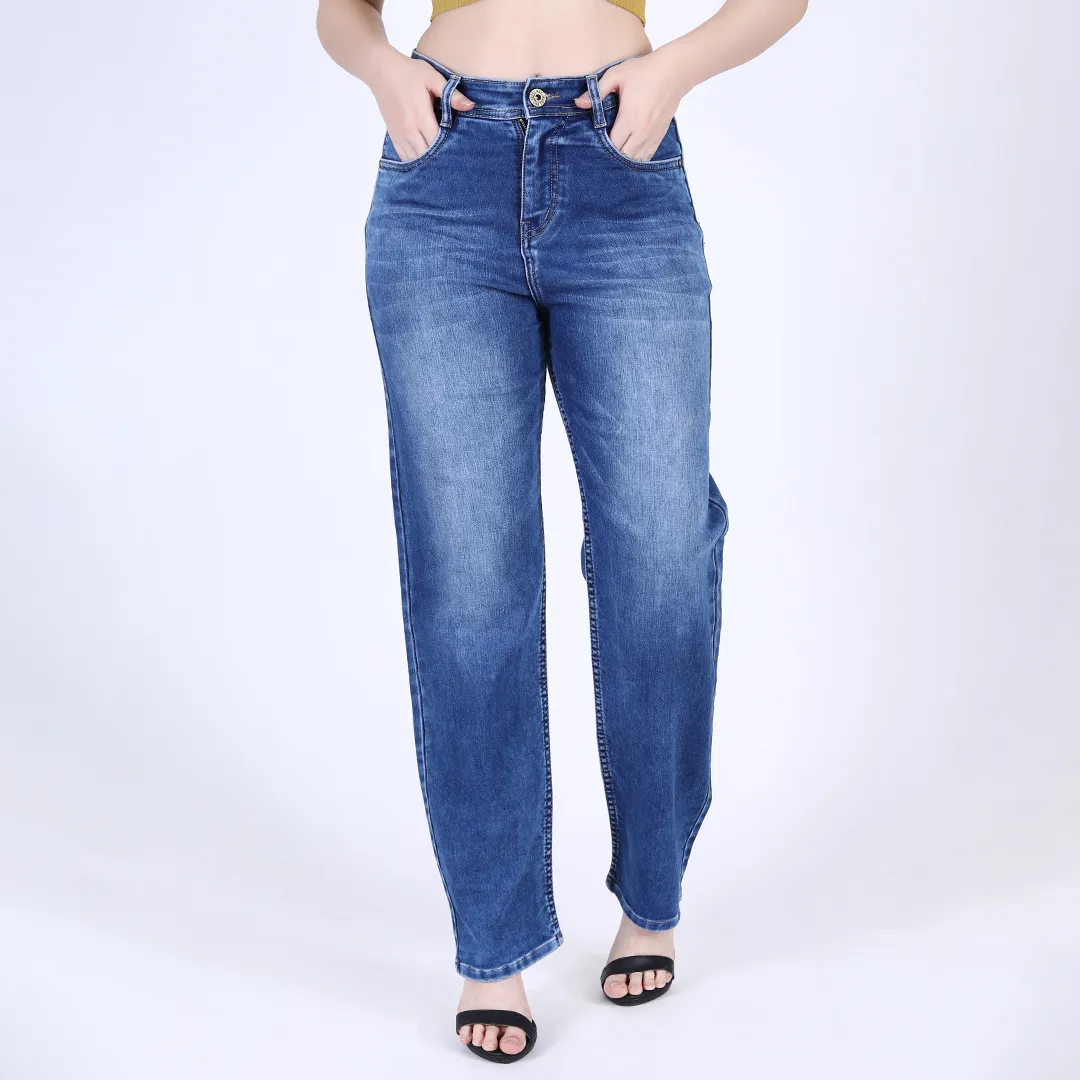 Navy Blue Straight Leg Jeans