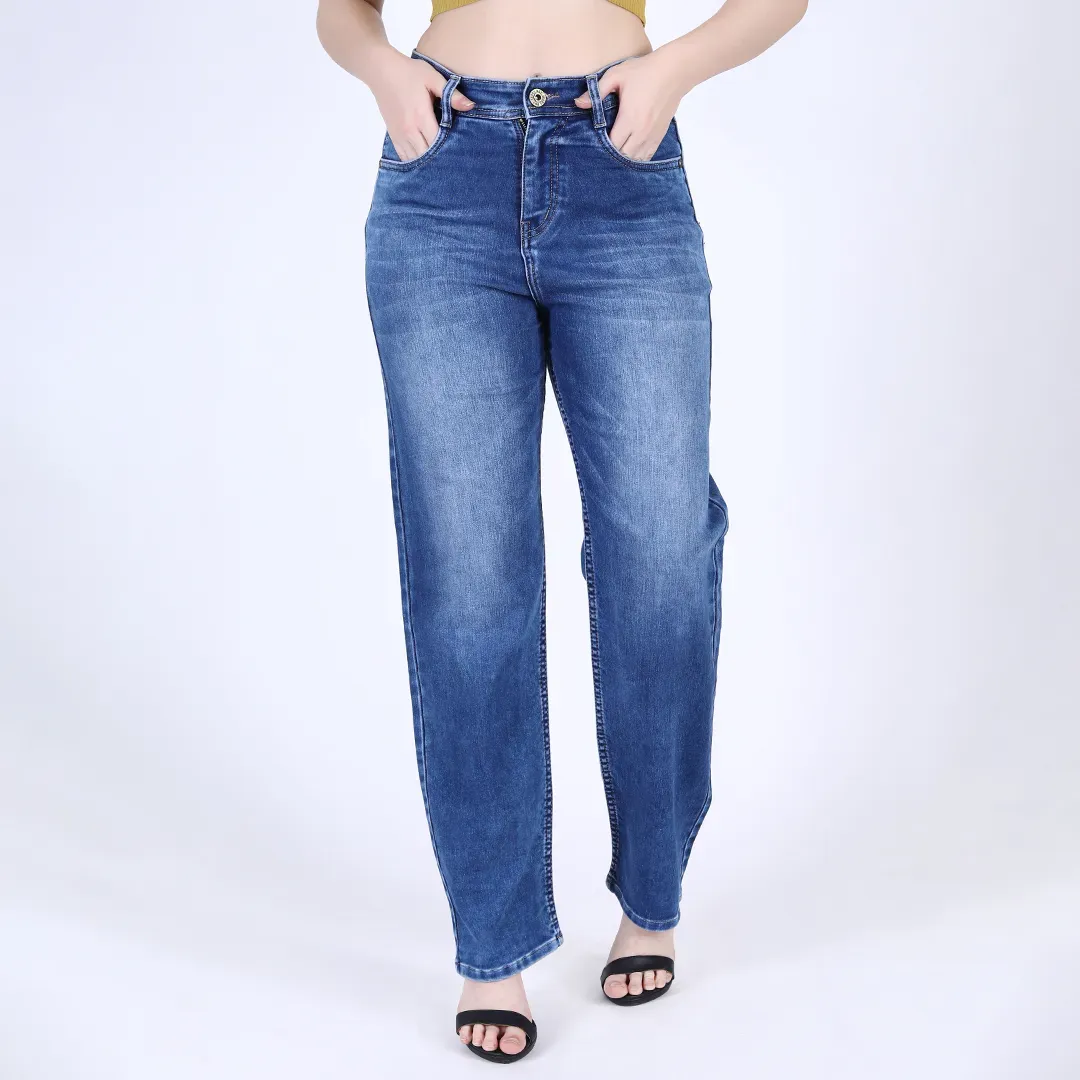 Navy Blue Straight Leg Jeans