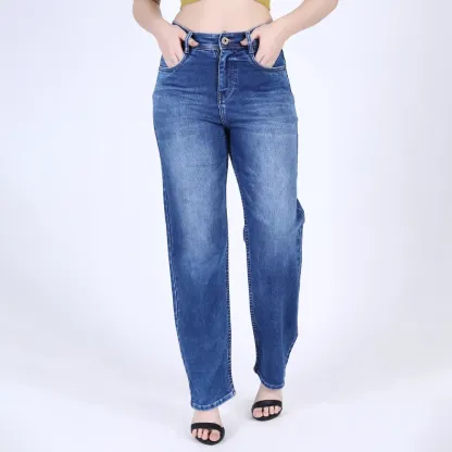 Navy Blue Straight Leg Jeans