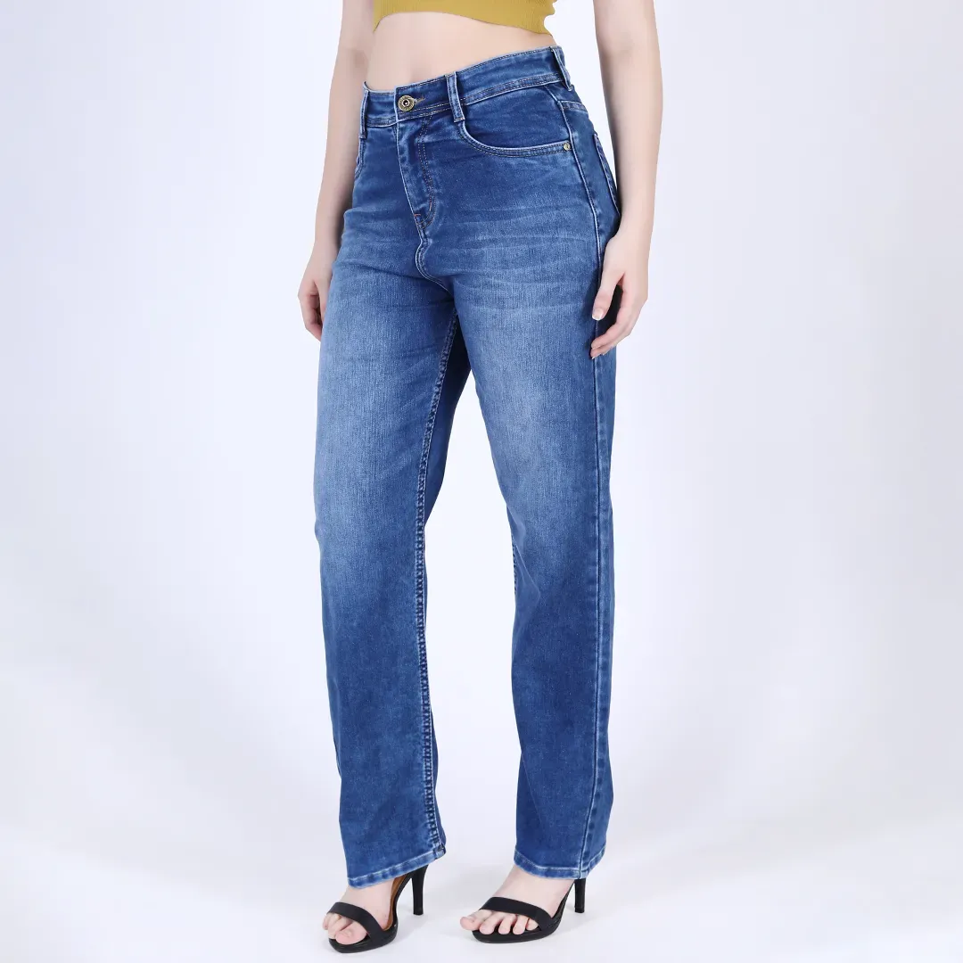 Navy Blue Straight Leg Jeans
