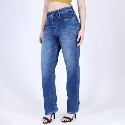 Navy Blue Straight Leg Jeans