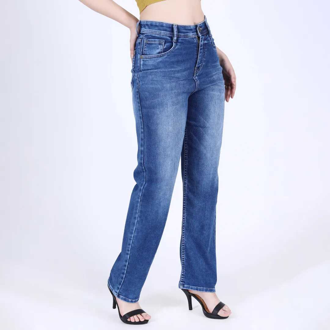 Navy Blue Straight Leg Jeans