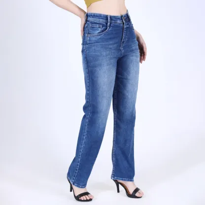 Navy Blue Straight Leg Jeans