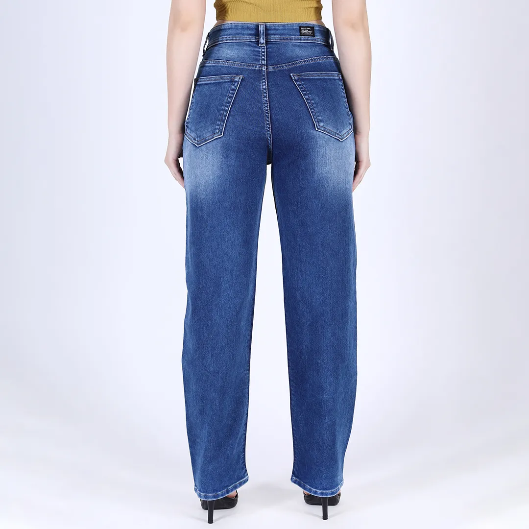 Navy Blue Straight Leg Jeans