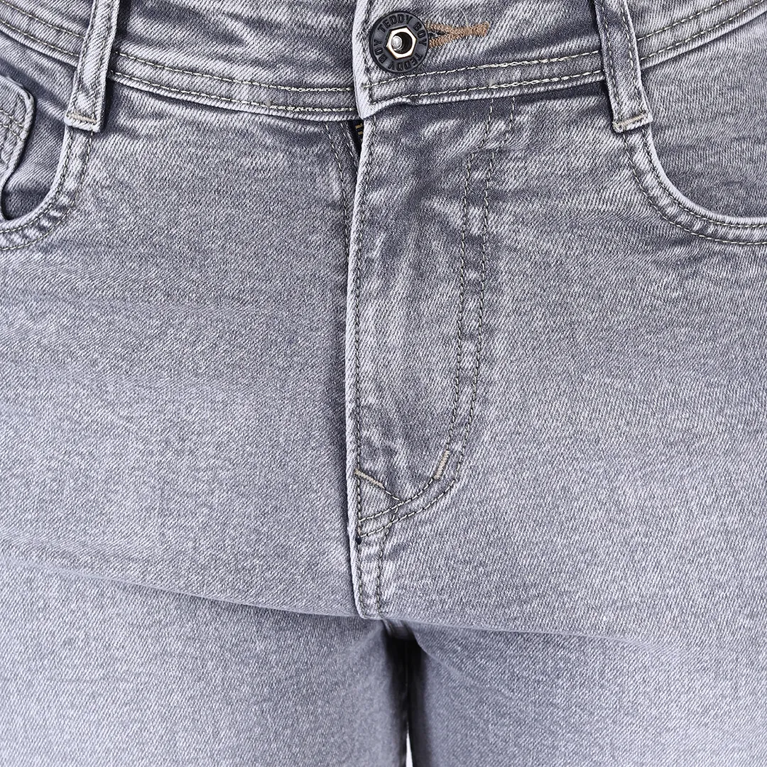 Women's Grey Mid-Rise Straight Fit Jeans
