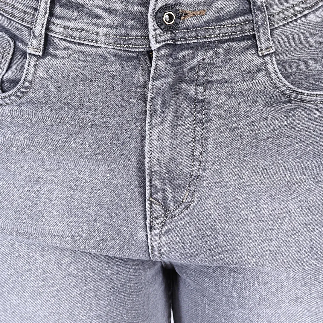 Women's Grey Mid-Rise Straight Fit Jeans