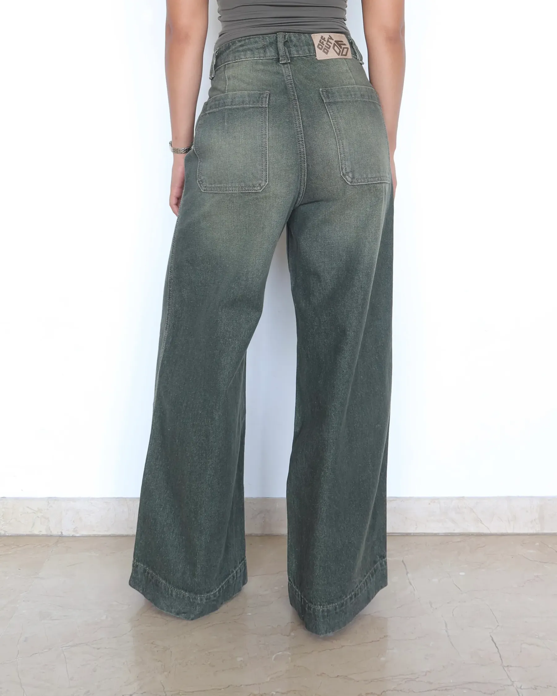 Olive Tone Baggy Jeans