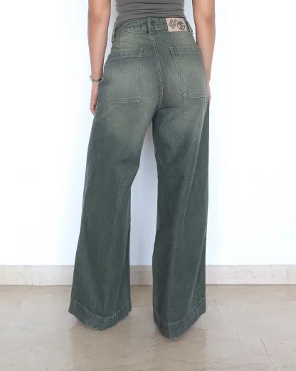 Olive Tone Baggy Jeans