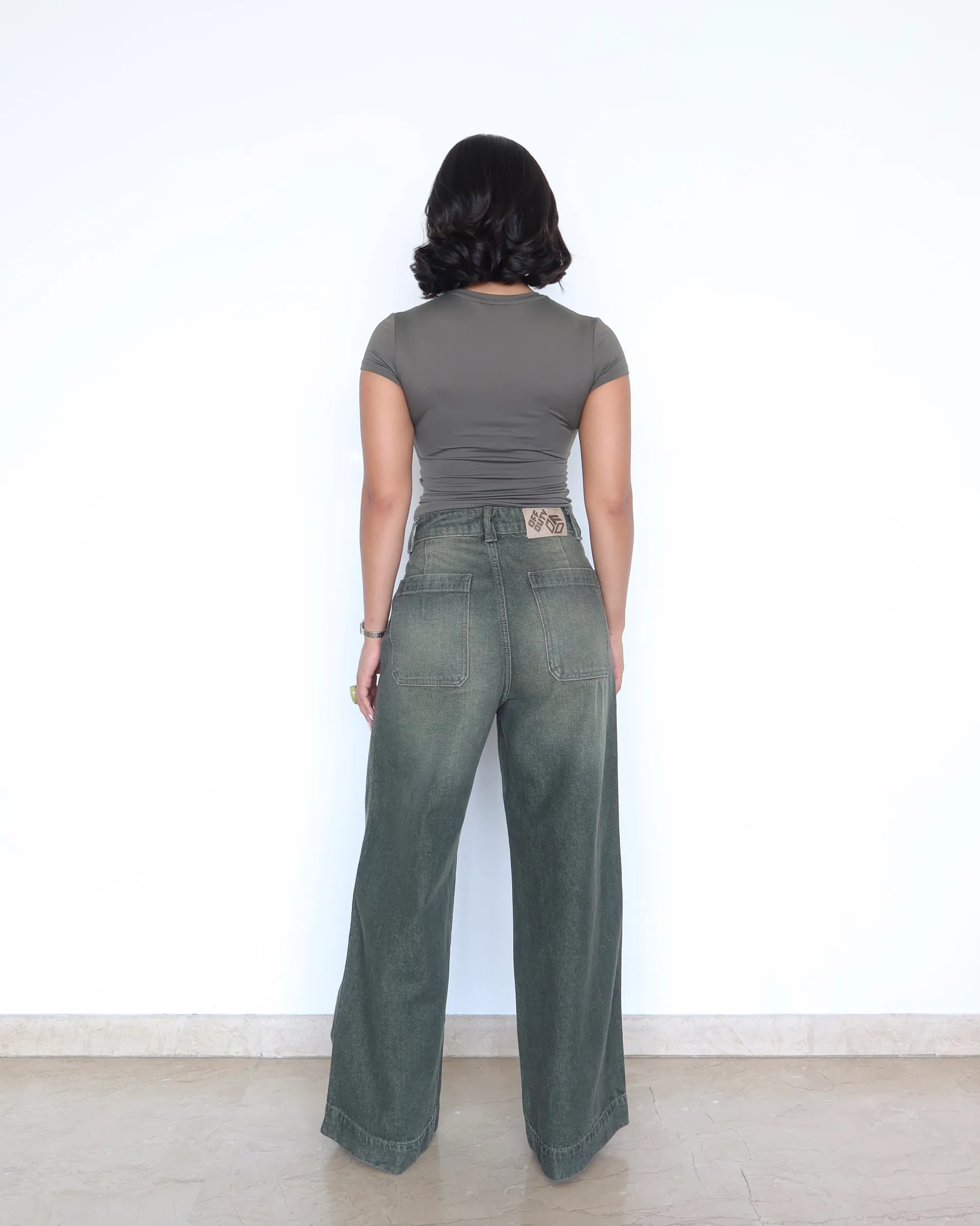 Olive Tone Baggy Jeans