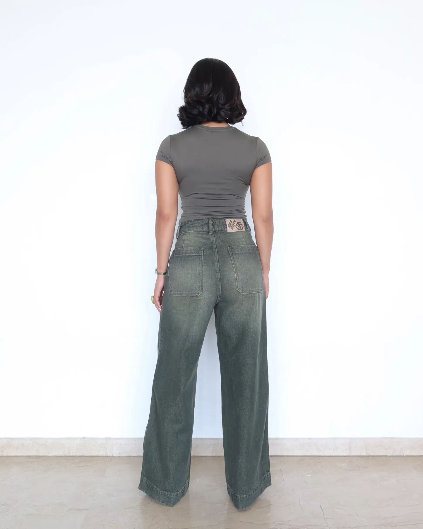 Olive Tone Baggy Jeans