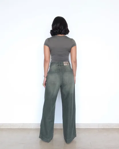 Olive Tone Baggy Jeans
