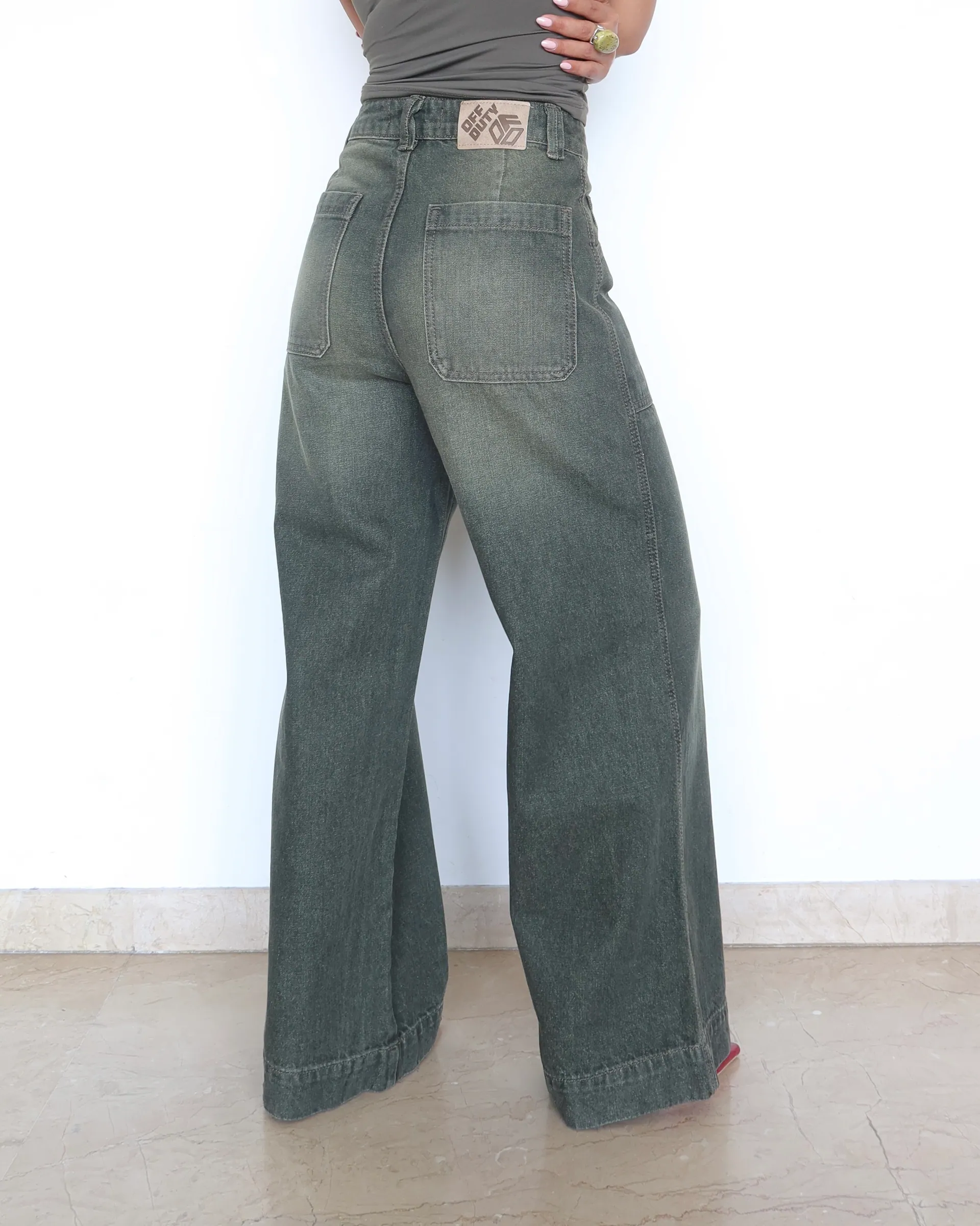 Olive Tone Baggy Jeans