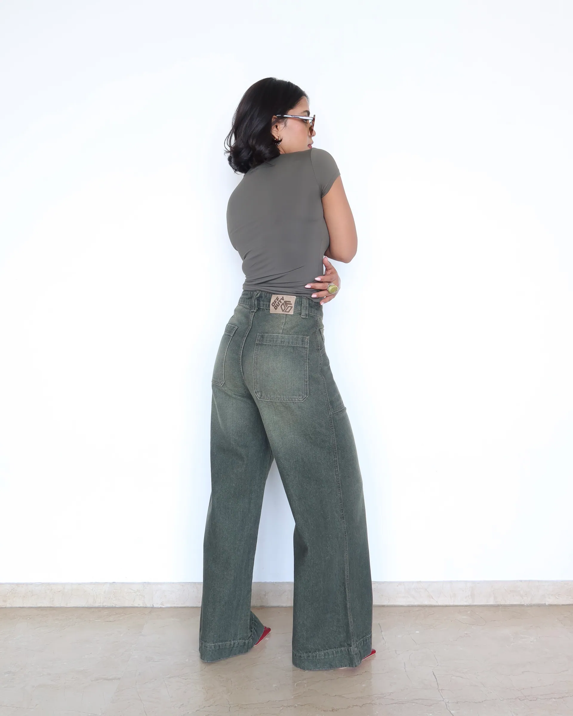 Olive Tone Baggy Jeans