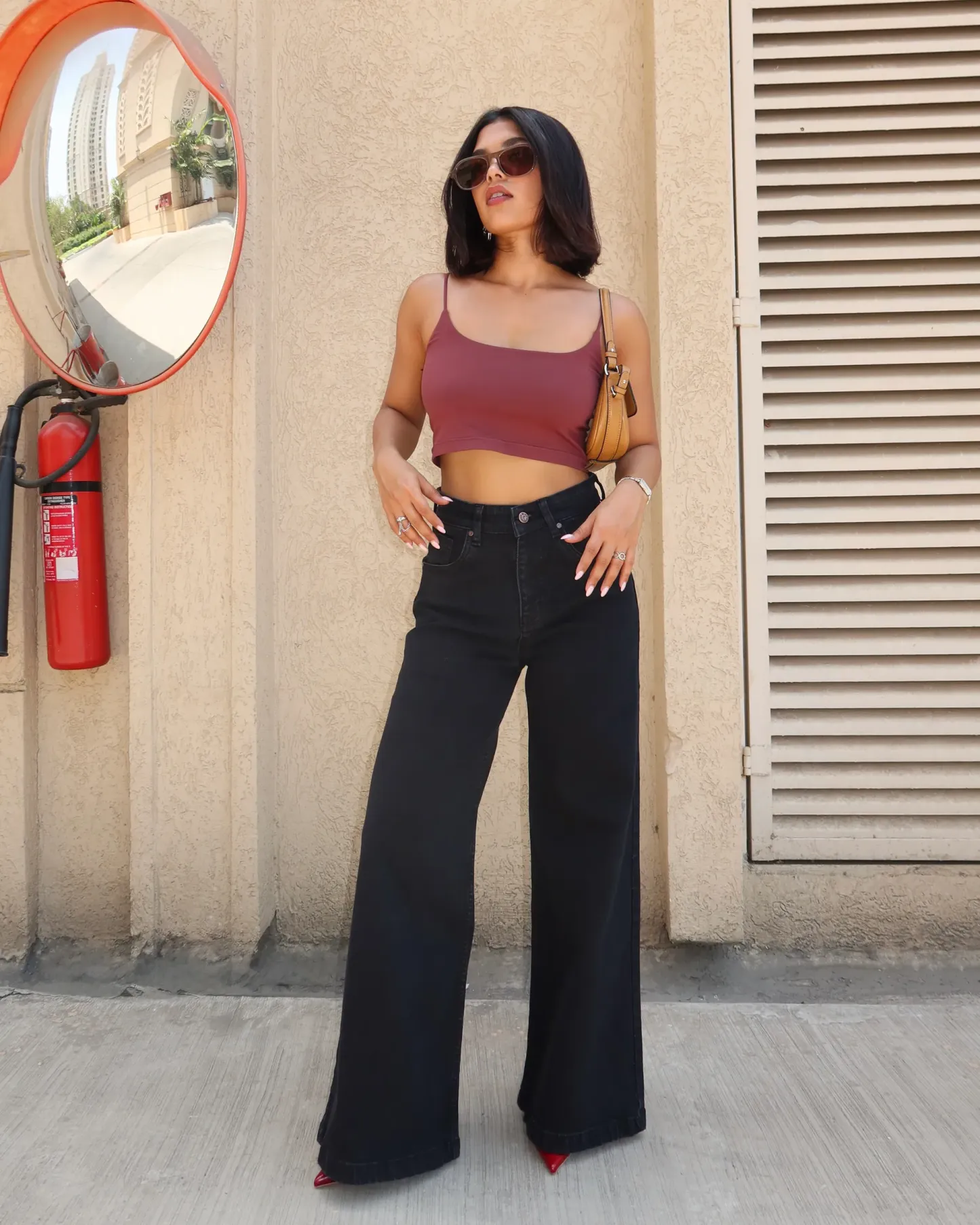 Onyx Black High-Rise Wide Leg Jeans