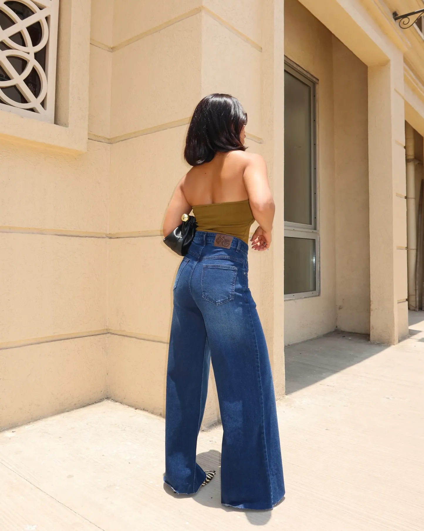Faded Blue Raw Hem Jeans