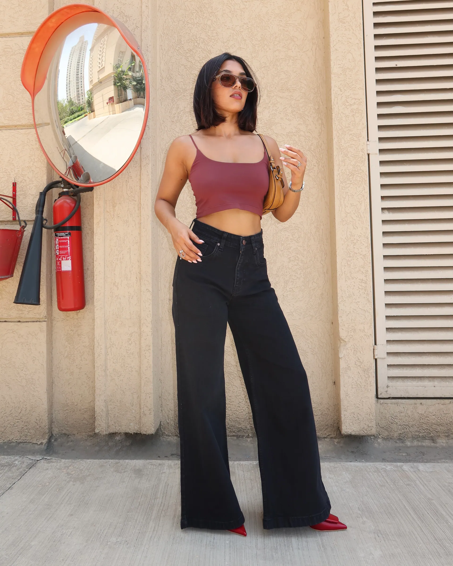 Onyx Black High-Rise Wide Leg Jeans