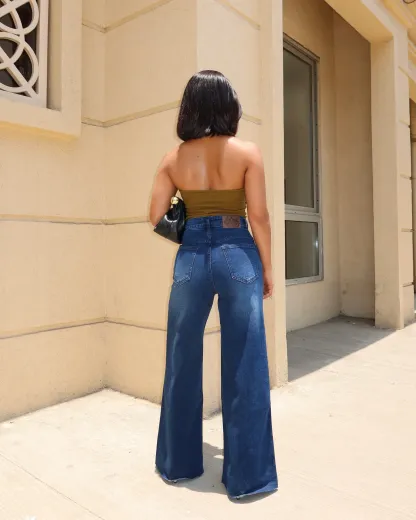 Faded Blue Raw Hem Jeans