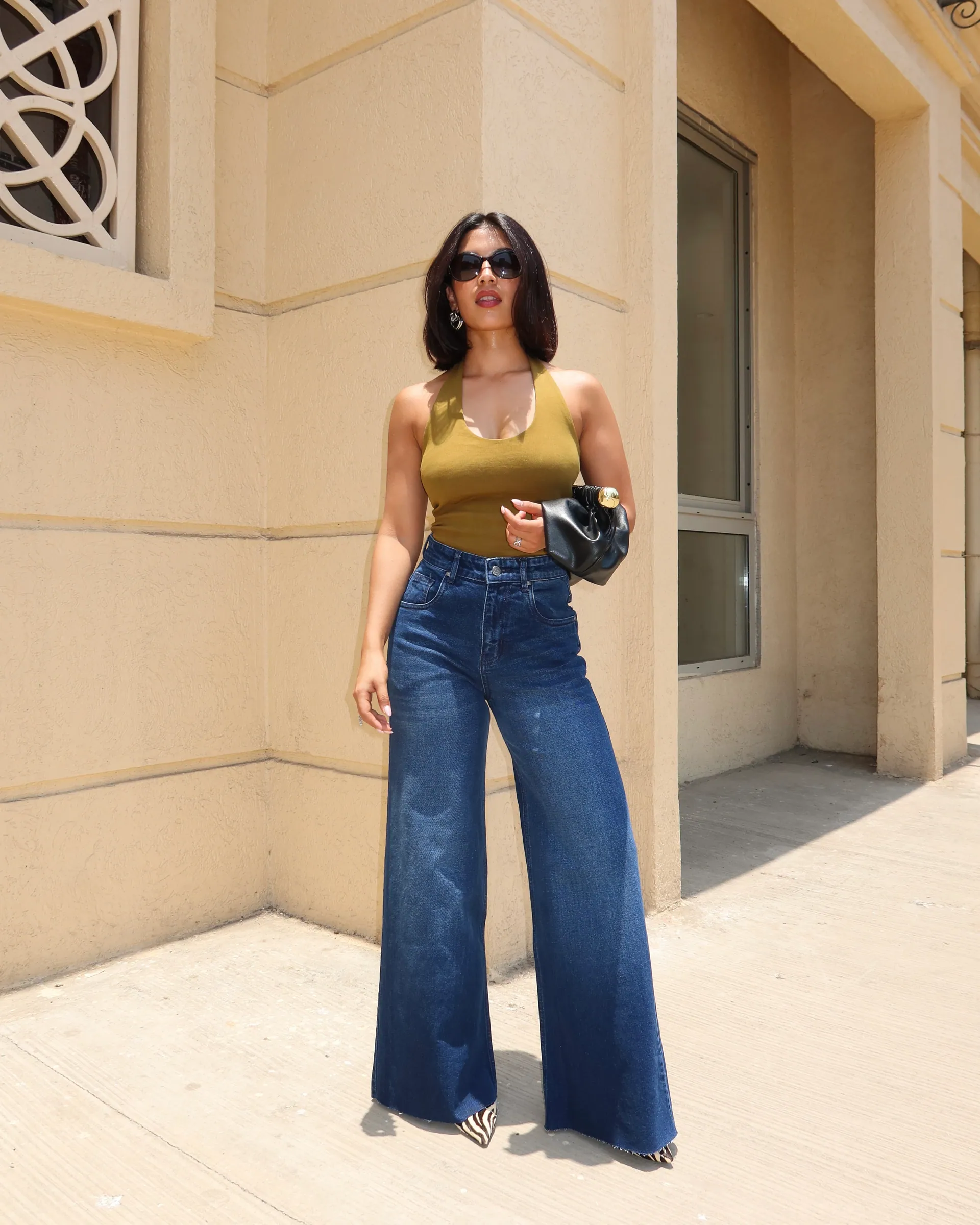 Faded Blue Raw Hem Jeans